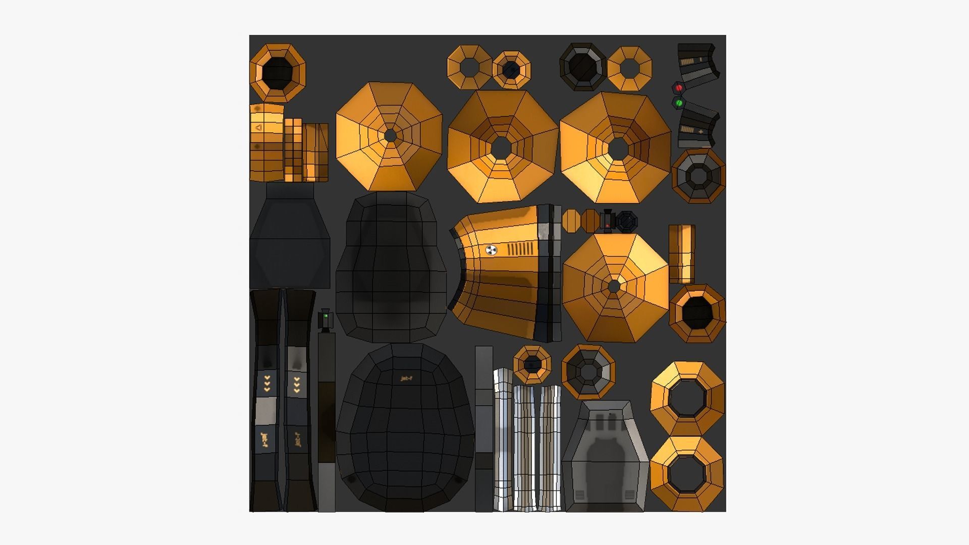 10 Jetpack Low Poly Collection Yellow - SciFi Character Design _53