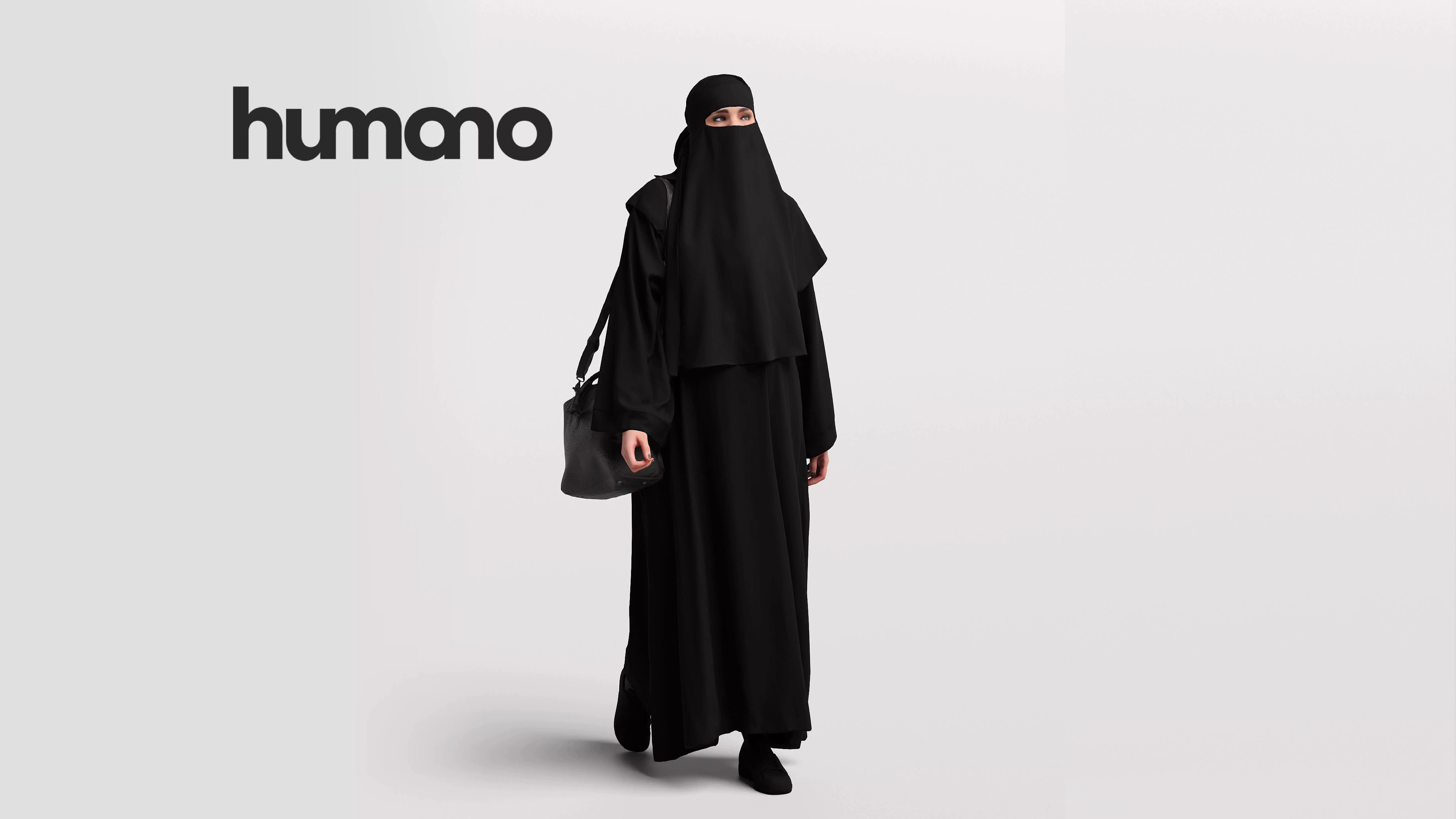 Humano Arab woman with niqab walking with bag - 2401-085-6248 3D model