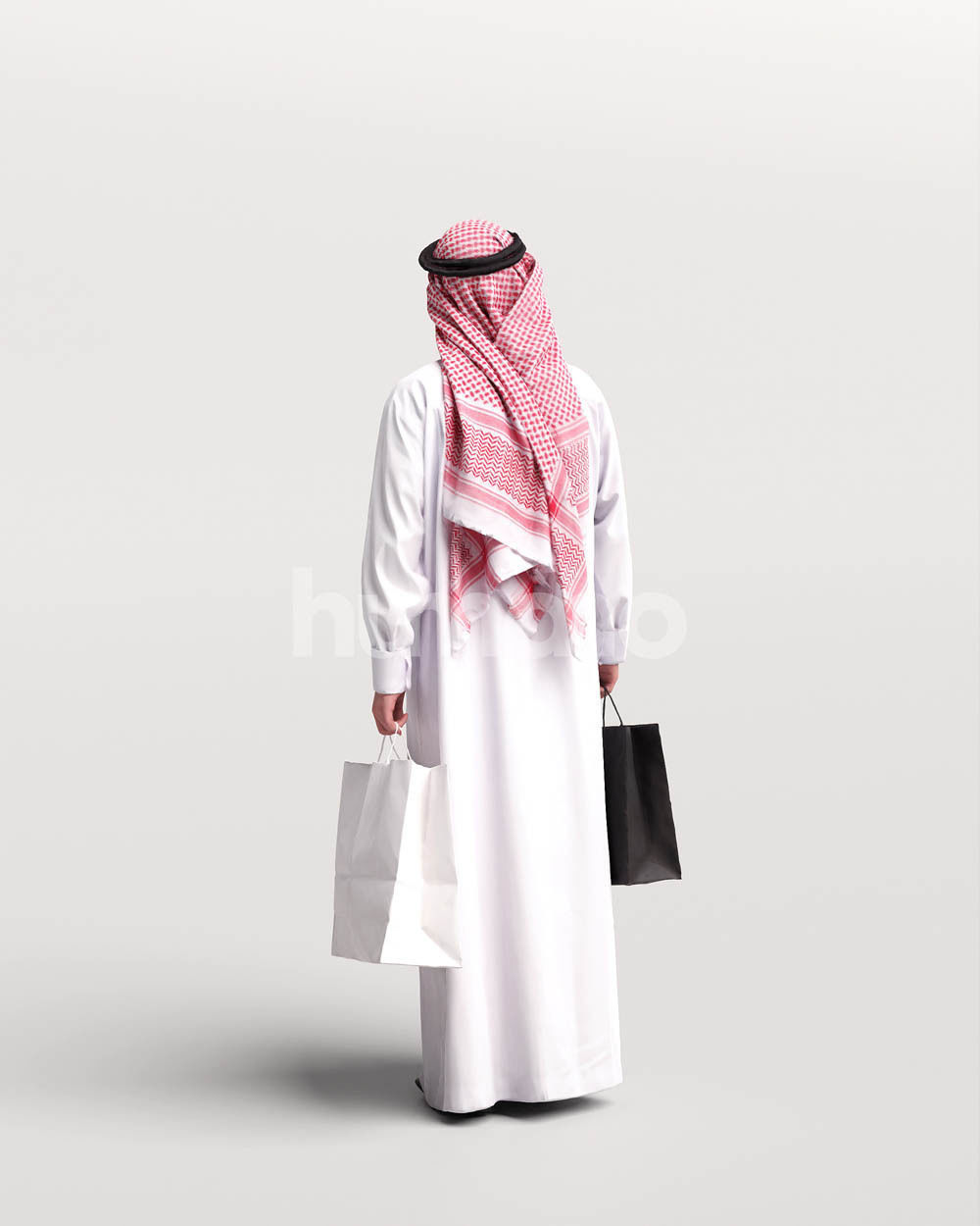 Humano Arab man in thobe walking with bags - 2401-067-6065 3D model_5
