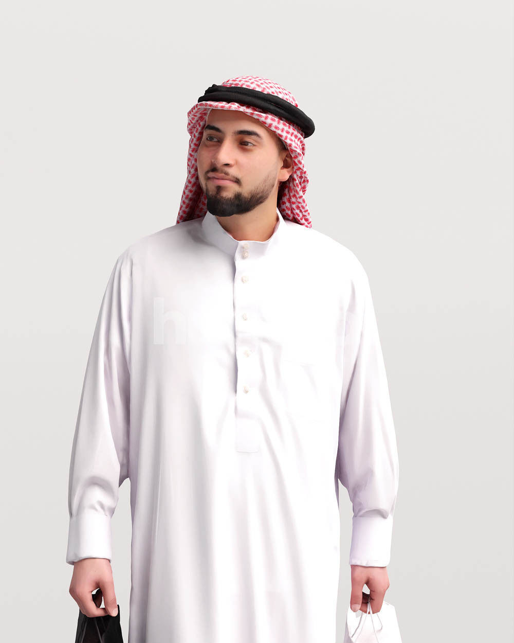 Humano Arab man in thobe walking with bags - 2401-067-6065 3D model_7