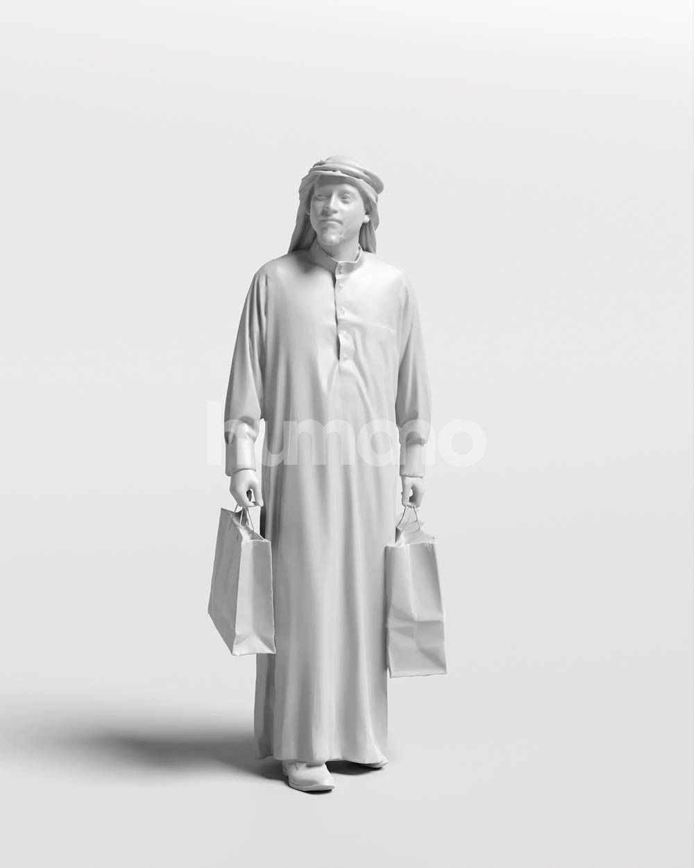 Humano Arab man in thobe walking with bags - 2401-067-6065 3D model_14