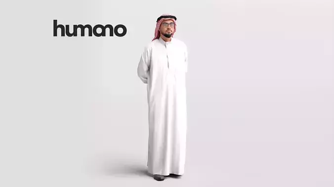 Humano Arab man in thobe walking - 2401-067-6058 3D model
