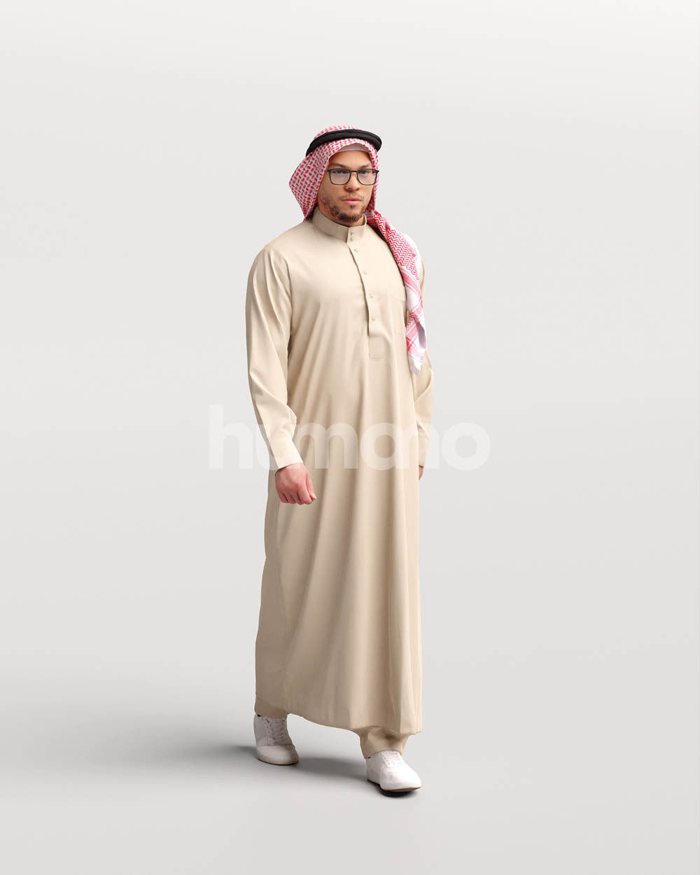 Humano Arab man in thobe walking Saudi Arabia - 2401-066-6834 3D model_10
