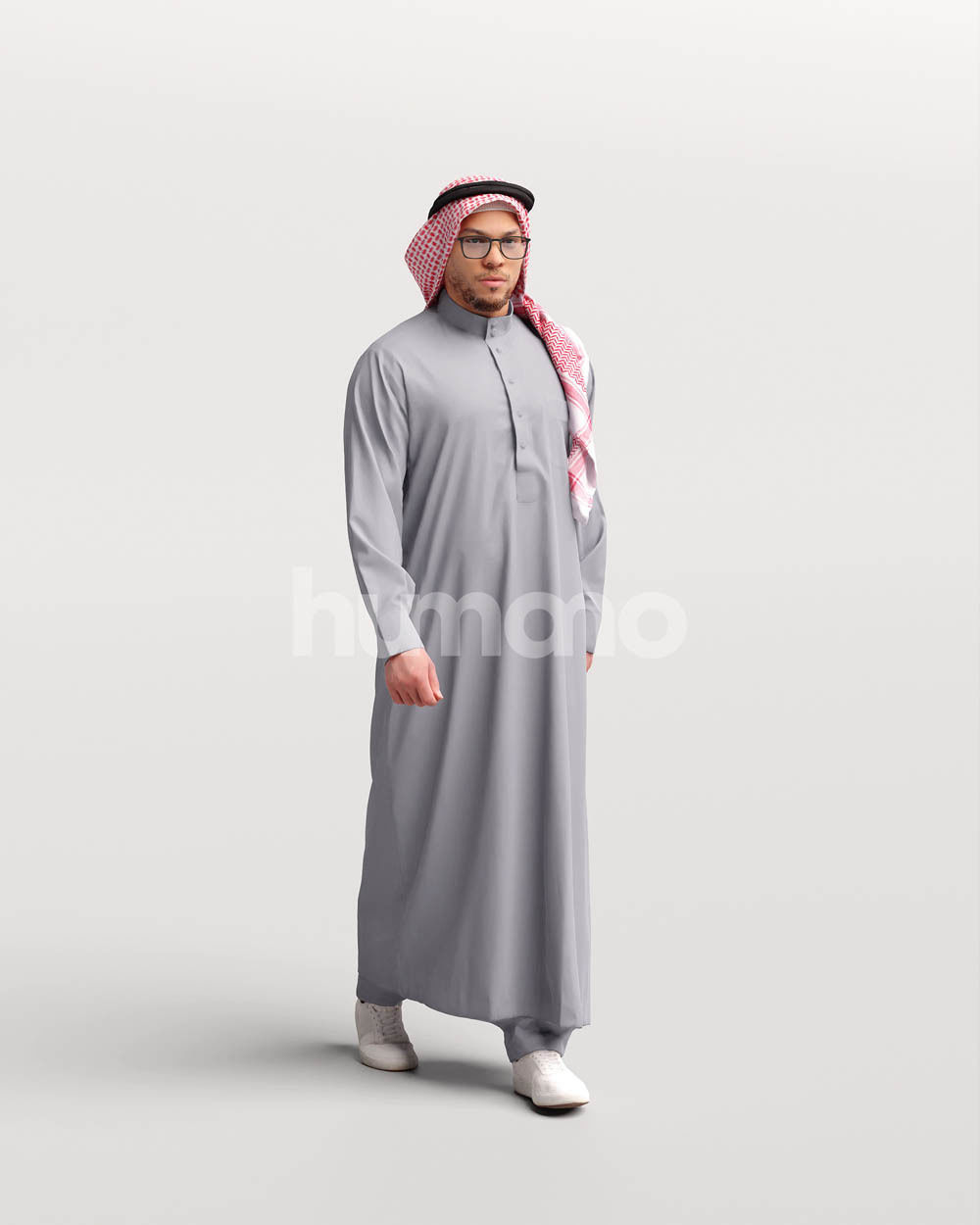 Humano Arab man in thobe walking Saudi Arabia - 2401-066-6834 3D model_12