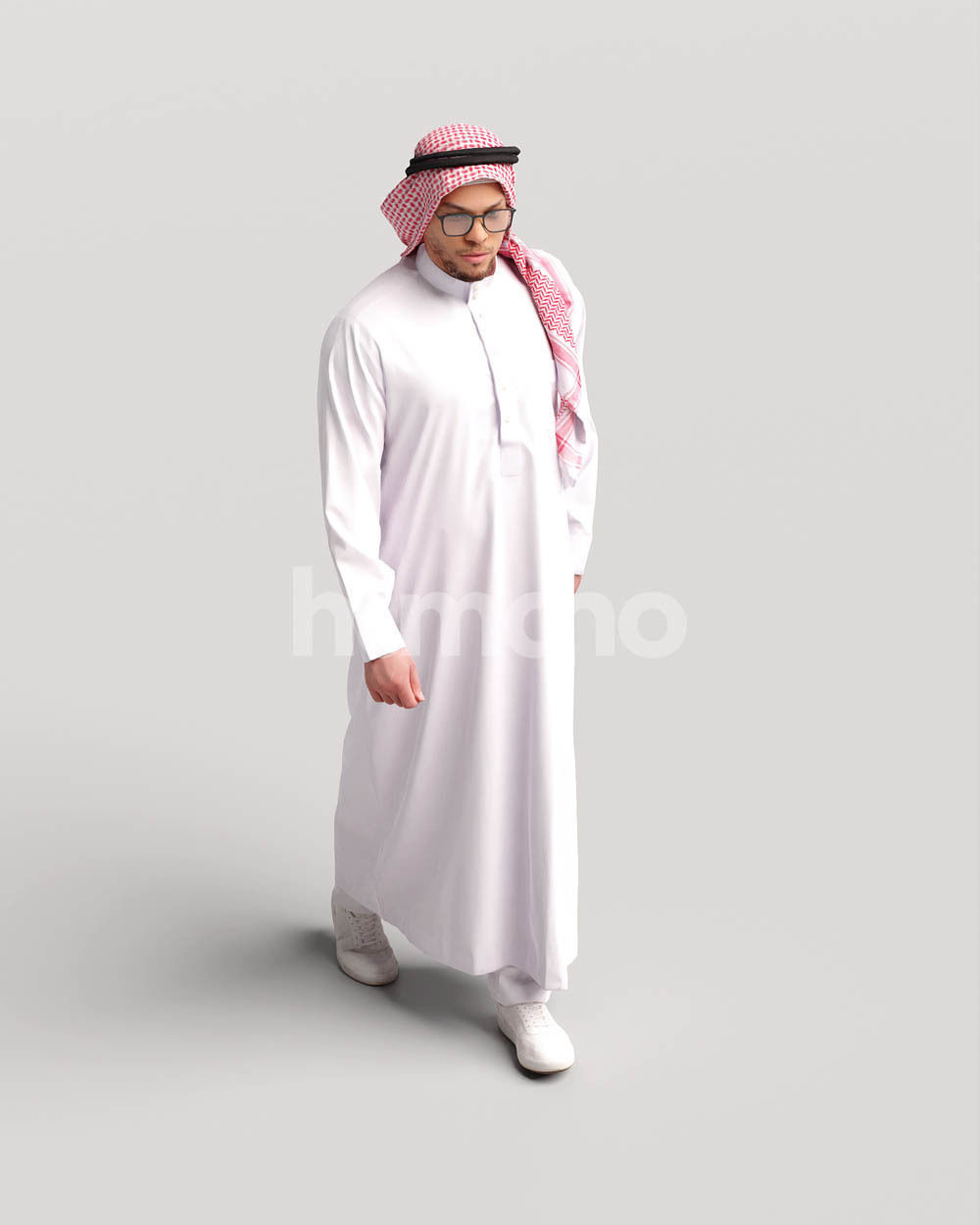 Humano Arab man in thobe walking Saudi Arabia - 2401-066-6834 3D model_9