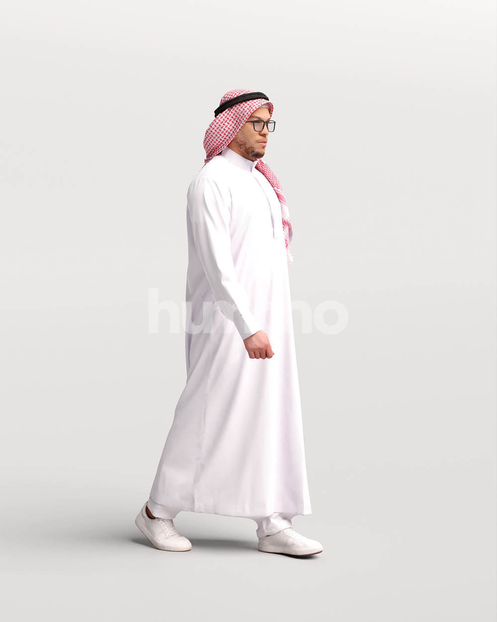 Humano Arab man in thobe walking Saudi Arabia - 2401-066-6834 3D model_3