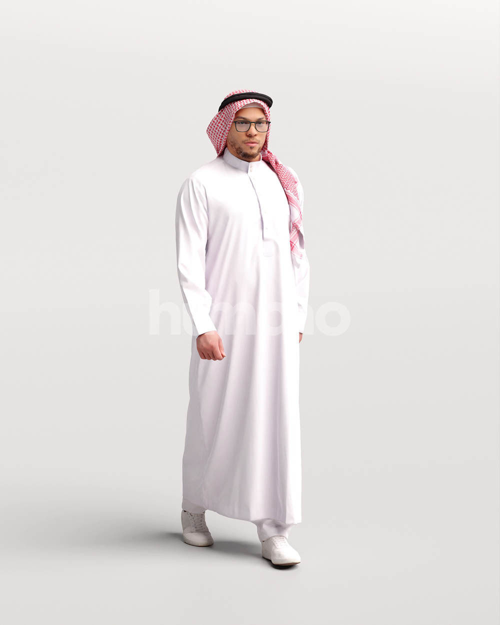 Humano Arab man in thobe walking Saudi Arabia - 2401-066-6834 3D model_2