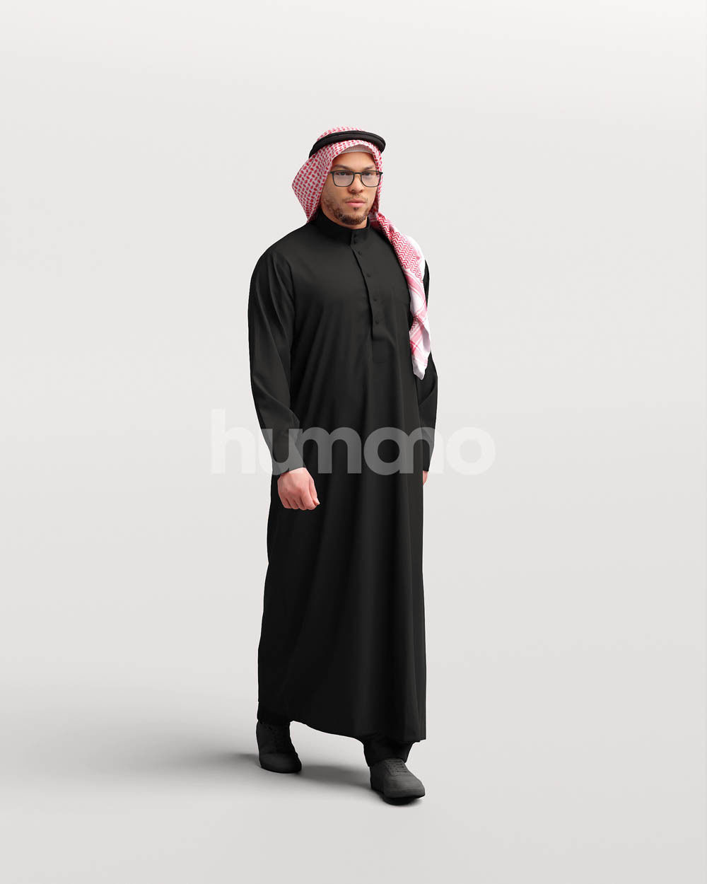 Humano Arab man in thobe walking Saudi Arabia - 2401-066-6834 3D model_11