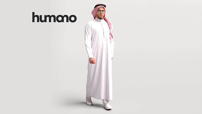 Humano Arab man in thobe walking Saudi Arabia - 2401-066-6834 3D model