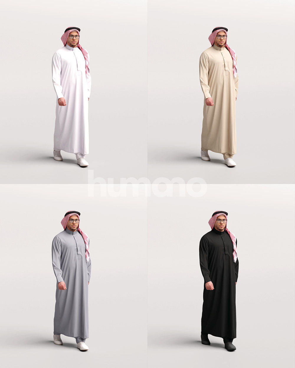 Humano Arab man in thobe walking Saudi Arabia - 2401-066-6834 3D model_13