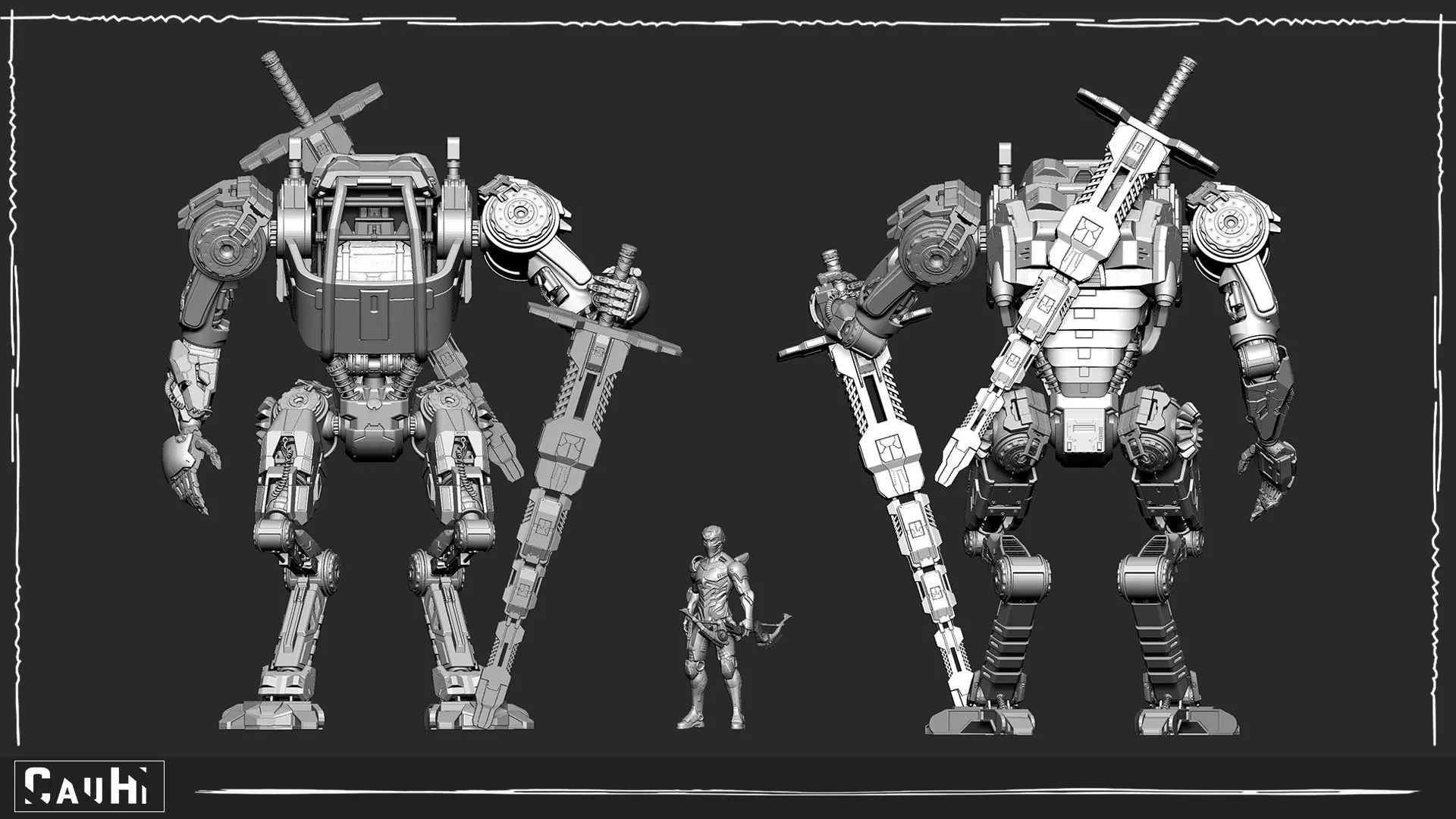 Blockout Robot Hard surface  3D model_0