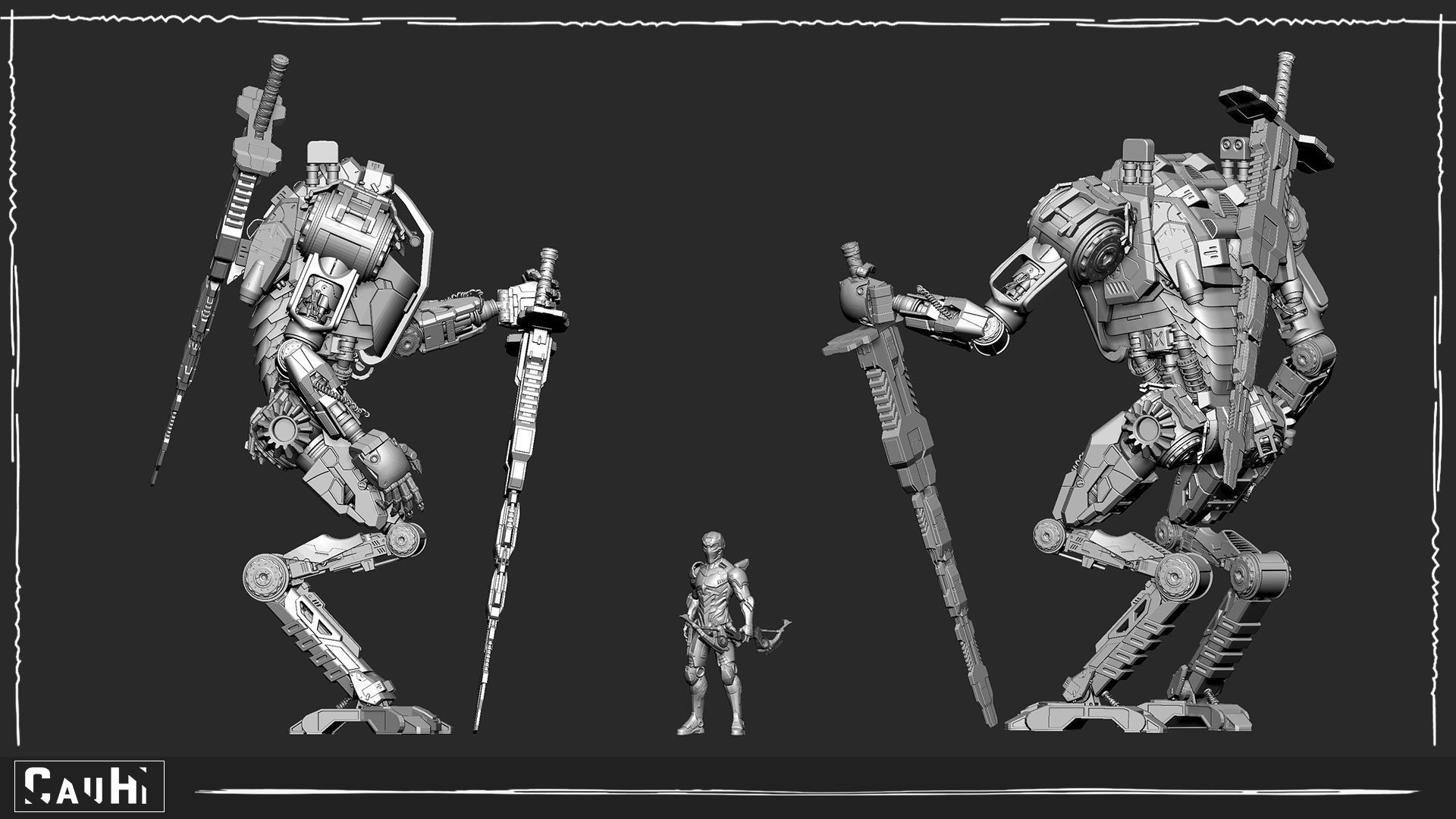 Blockout Robot Hard surface  3D model_1