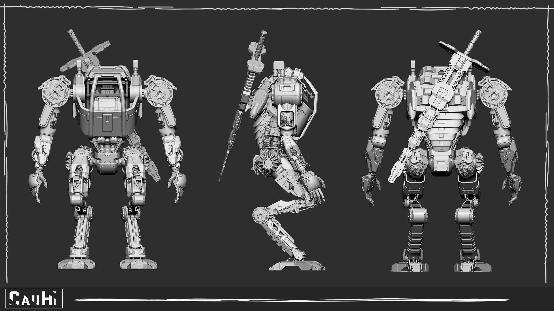 Blockout Robot Hard surface  3D model_2