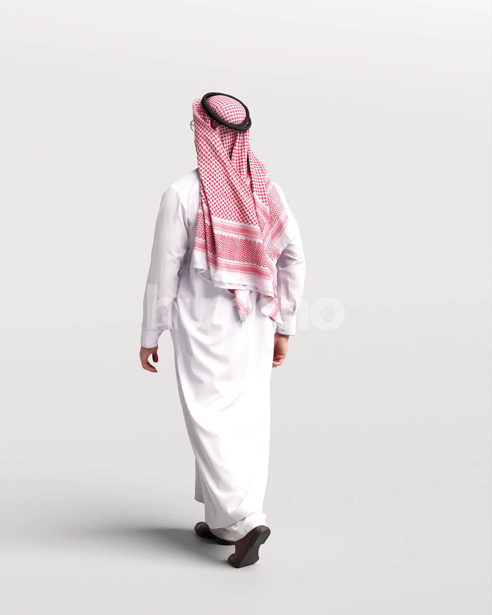 Humano Arab man in thobe walking - 2401-062-6652 3D model_5