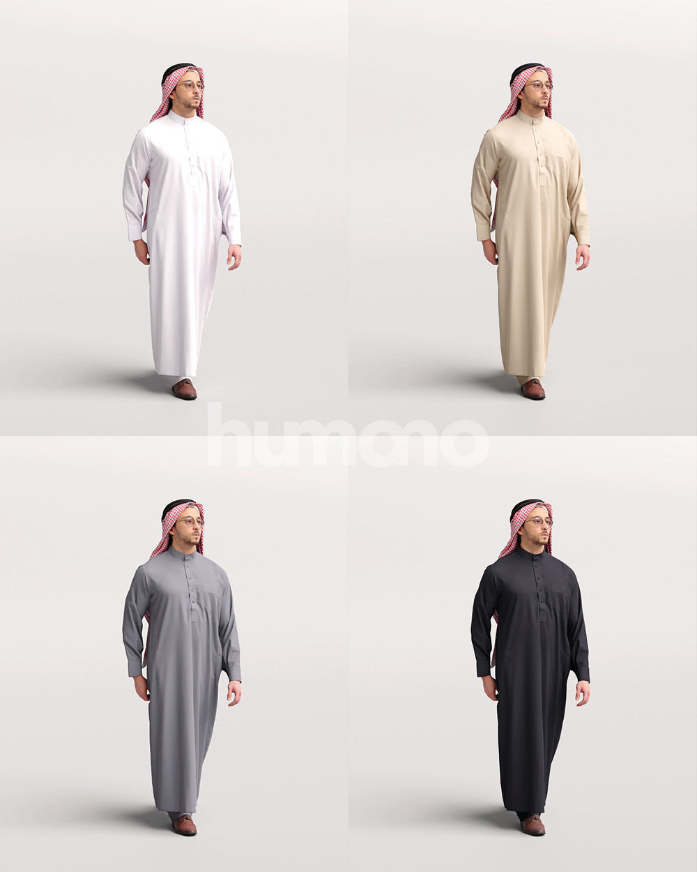 Humano Arab man in thobe walking - 2401-062-6652 3D model_13