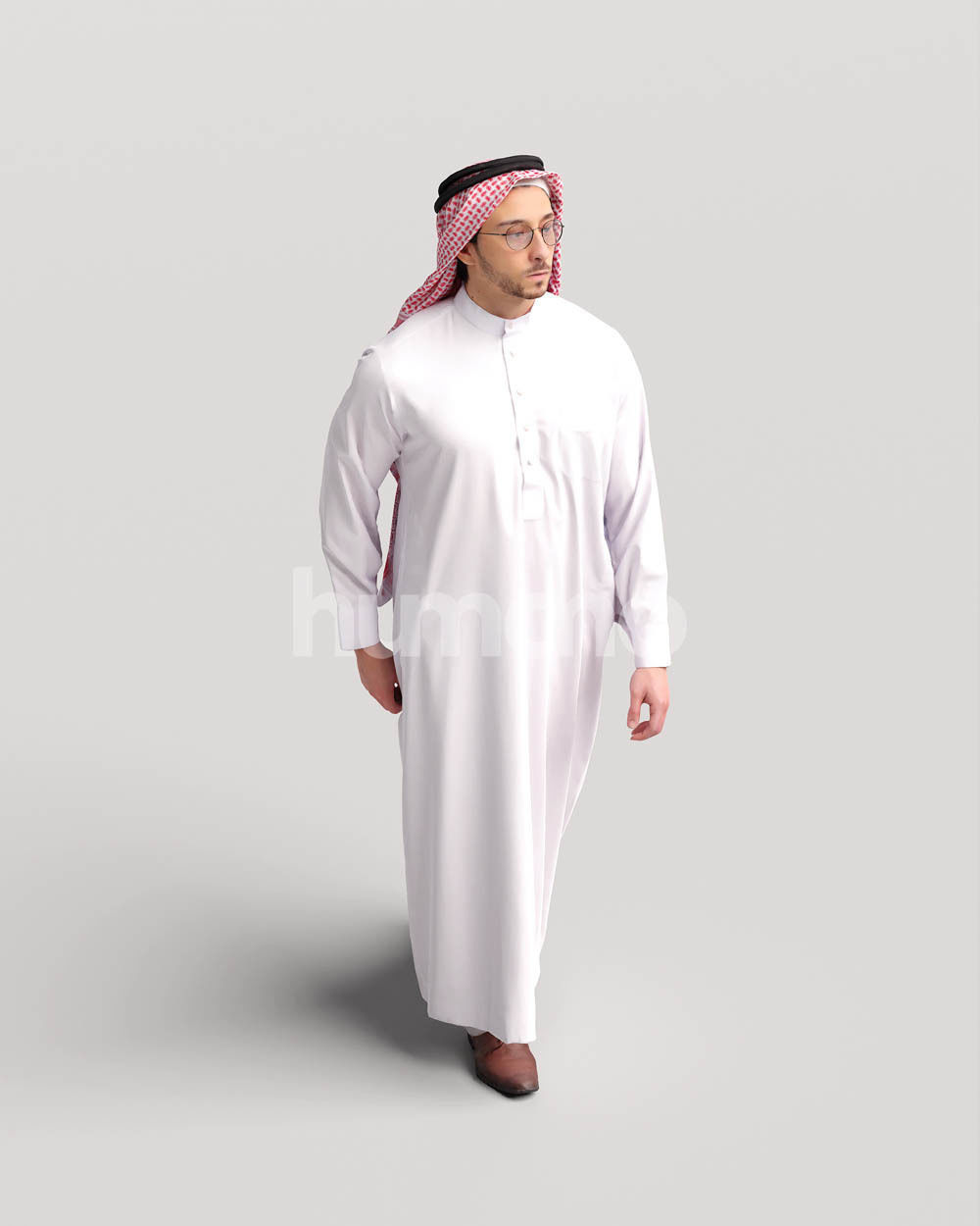 Humano Arab man in thobe walking - 2401-062-6652 3D model_12