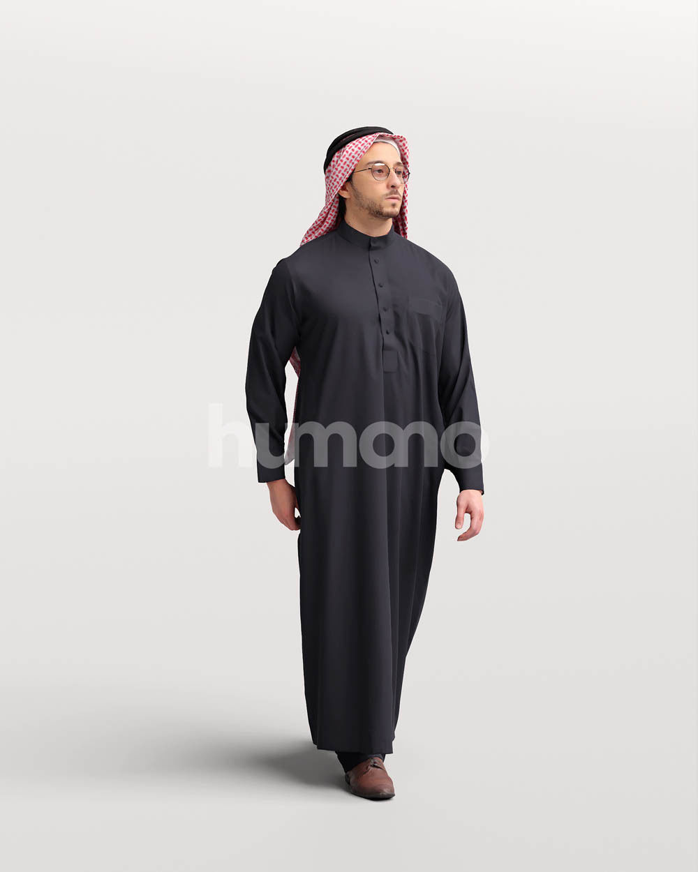 Humano Arab man in thobe walking - 2401-062-6652 3D model_11
