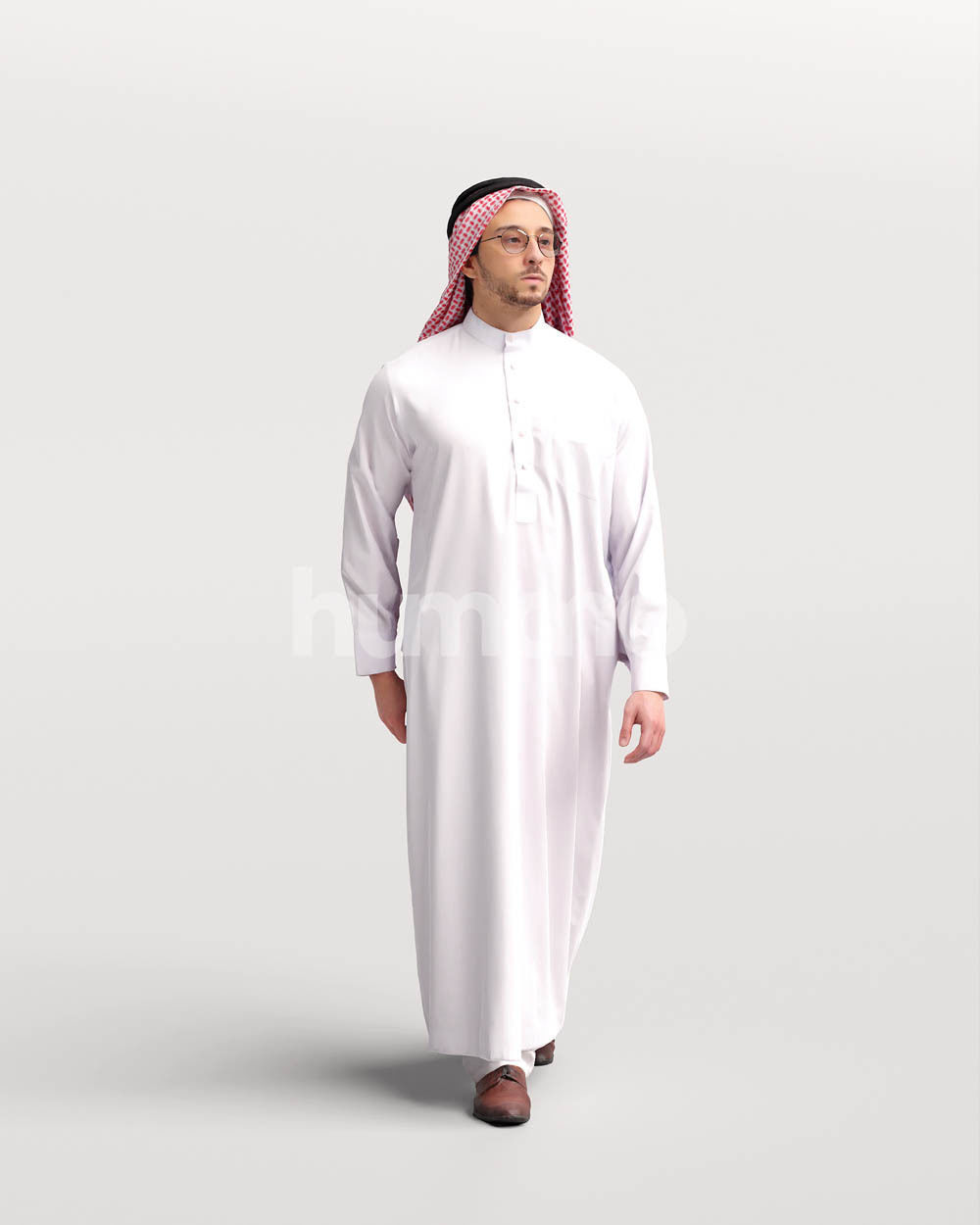 Humano Arab man in thobe walking - 2401-062-6652 3D model_4