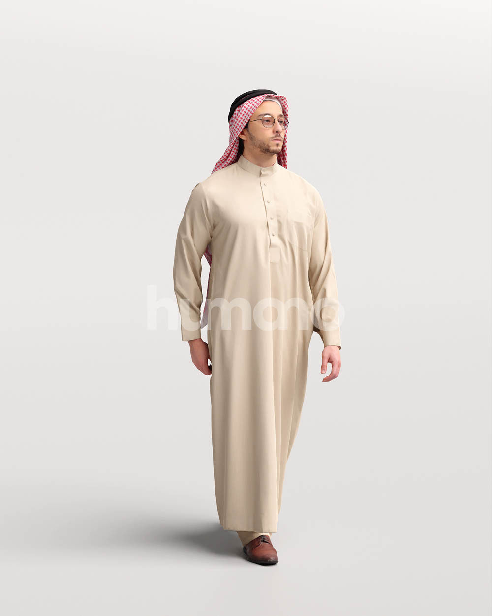 Humano Arab man in thobe walking - 2401-062-6652 3D model_10