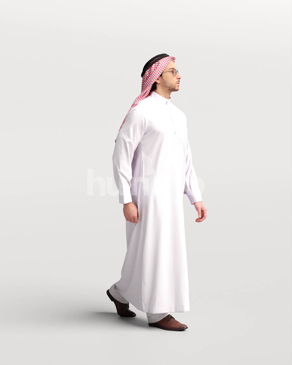 Humano Arab man in thobe walking - 2401-062-6652 3D model_3