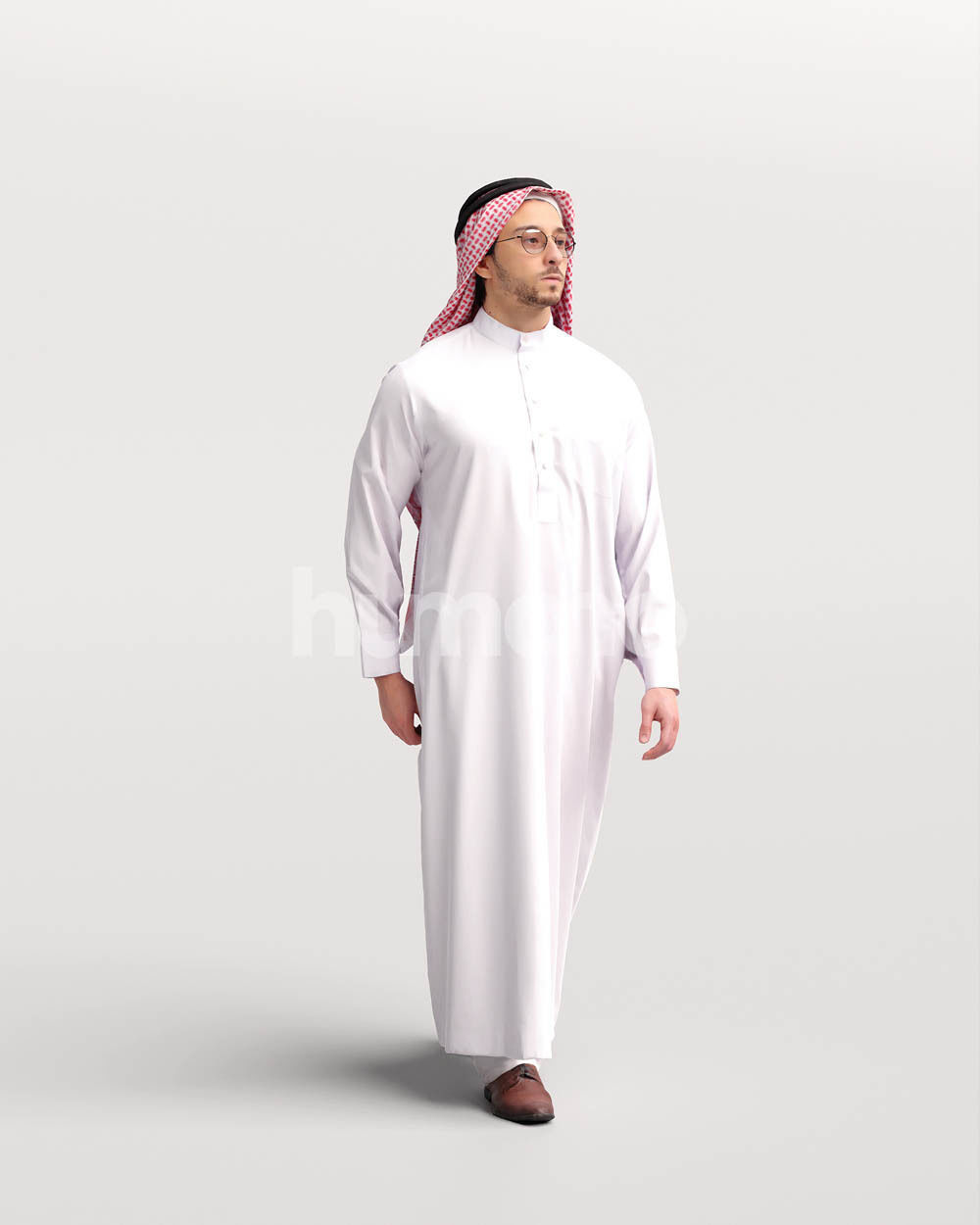 Humano Arab man in thobe walking - 2401-062-6652 3D model_2