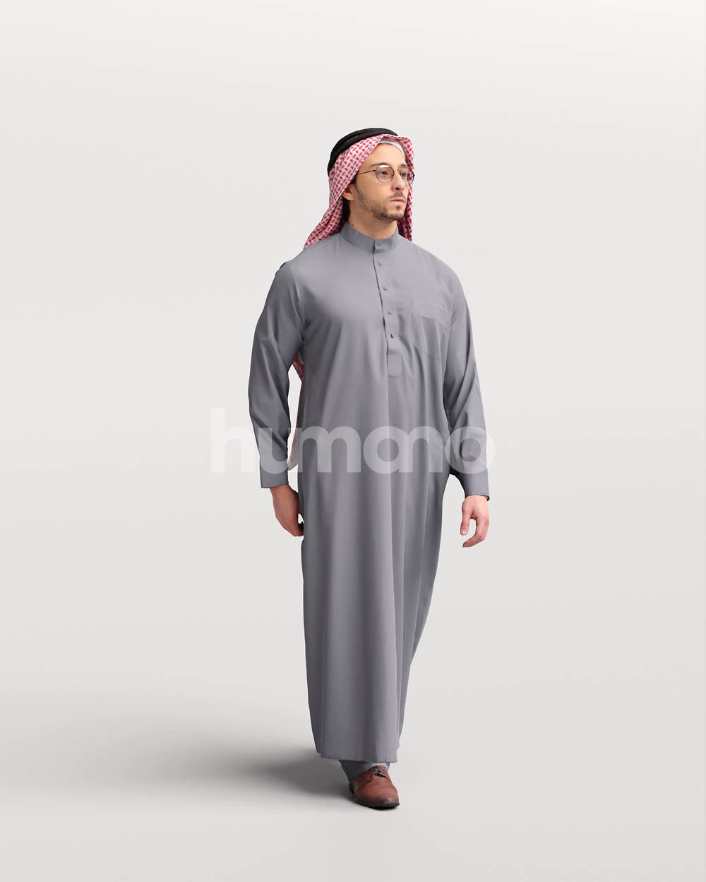 Humano Arab man in thobe walking - 2401-062-6652 3D model_9