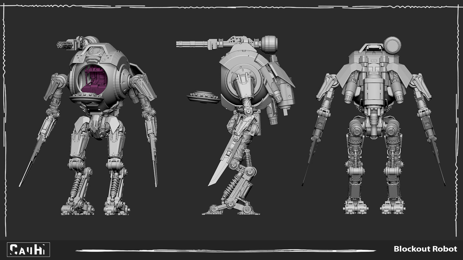 Blockout Robot Hard surface  3D model_1