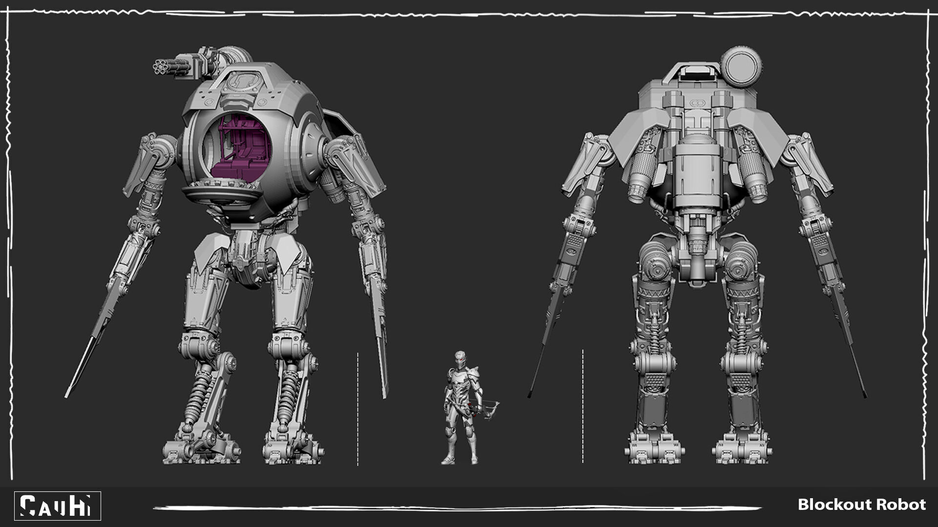 Blockout Robot Hard surface  3D model_3