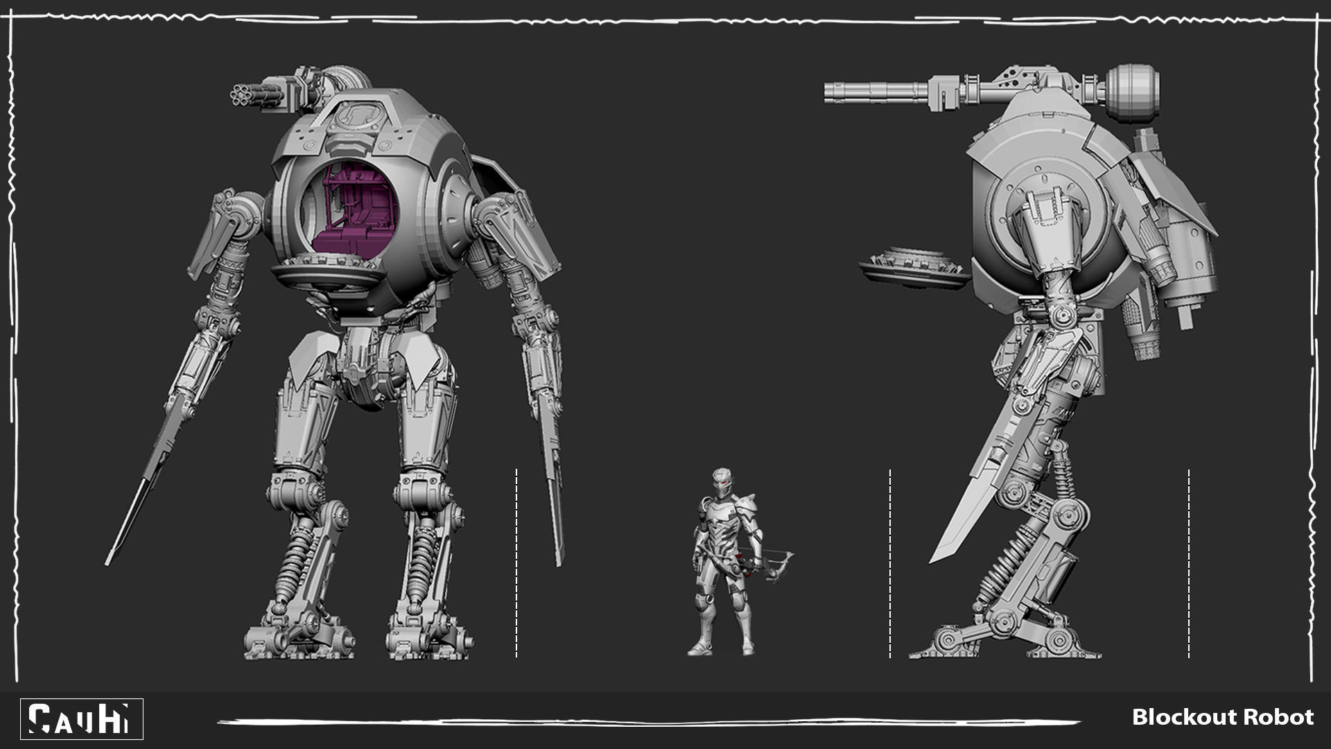 Blockout Robot Hard surface  3D model_2