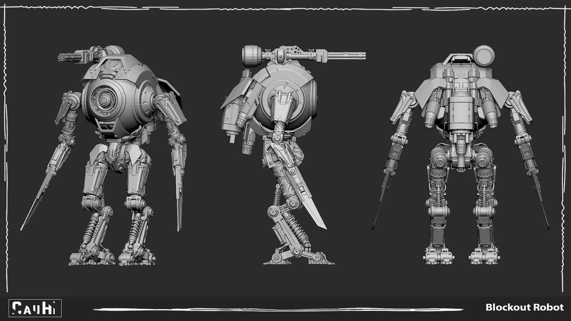 Blockout Robot Hard surface  3D model_0