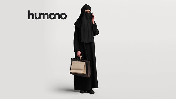Humano Arab woman in niqab walking Saudi Arabia -  052-6561 3D model