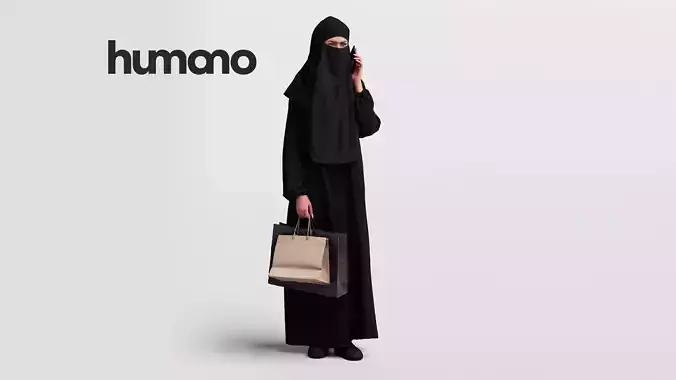 Humano Arab woman in niqab walking Saudi Arabia -  052-6561