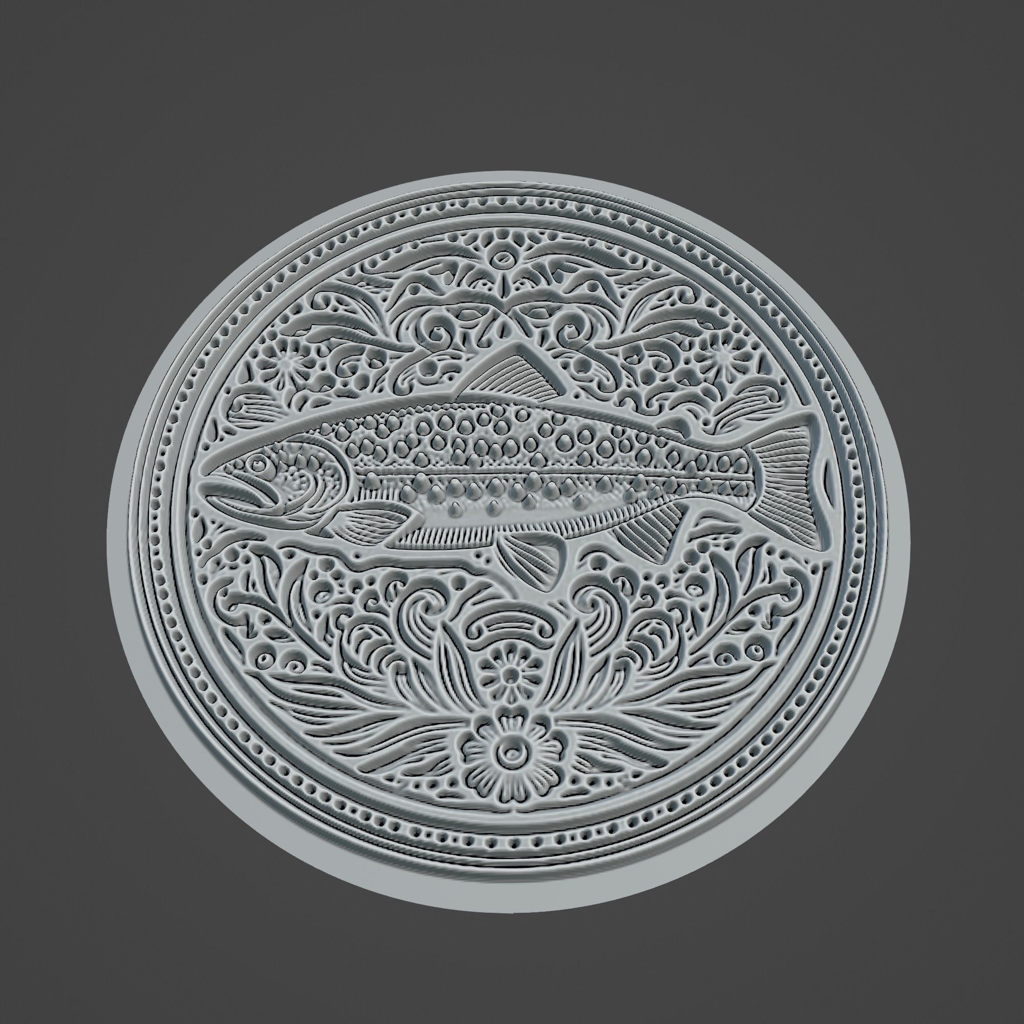 Trout Animal 3D print model_3
