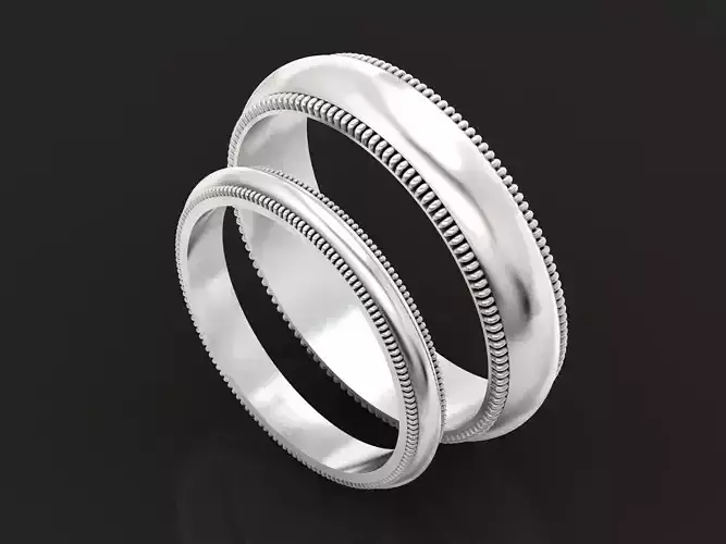 Tiffany Milgrain couples Wedding ring 1274