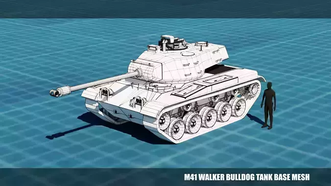M41 Walker Bulldog TANK BASE MESH Low-poly 3D model