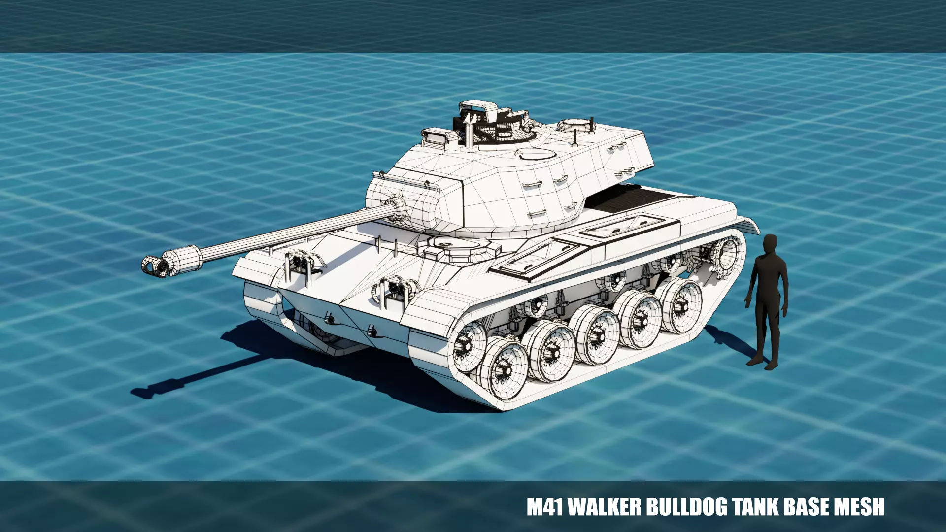 M41 Walker Bulldog TANK BASE MESH Low-poly 3D model_0