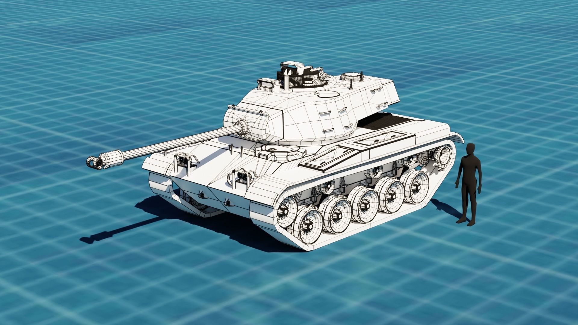 M41 Walker Bulldog TANK BASE MESH Low-poly 3D model_13