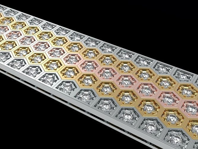 Beehived Chain Honeycomb Pattern  Bracelet 3D print model