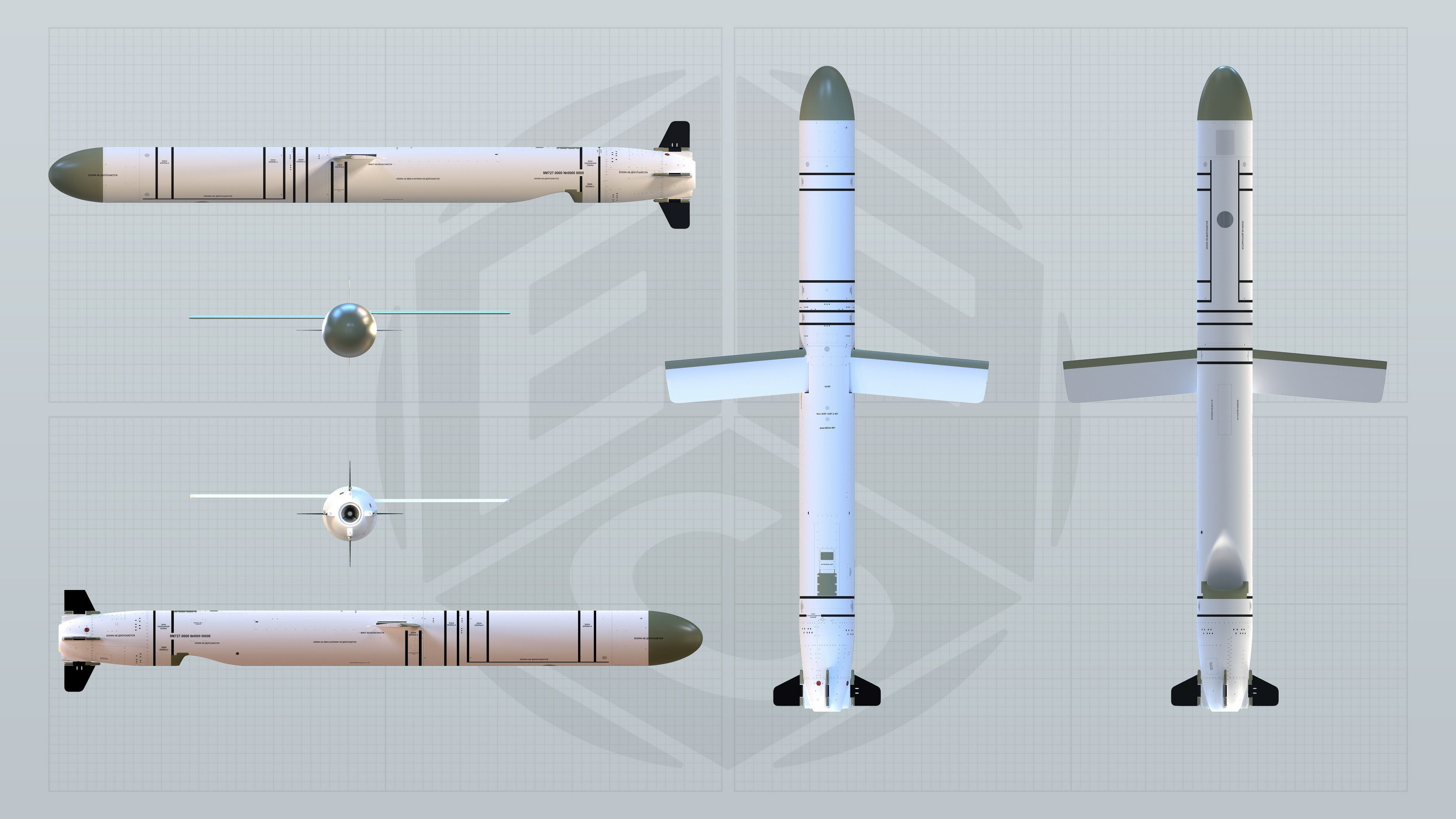 9M727 version of R-500 missile for Iskander-K system 3D model_19