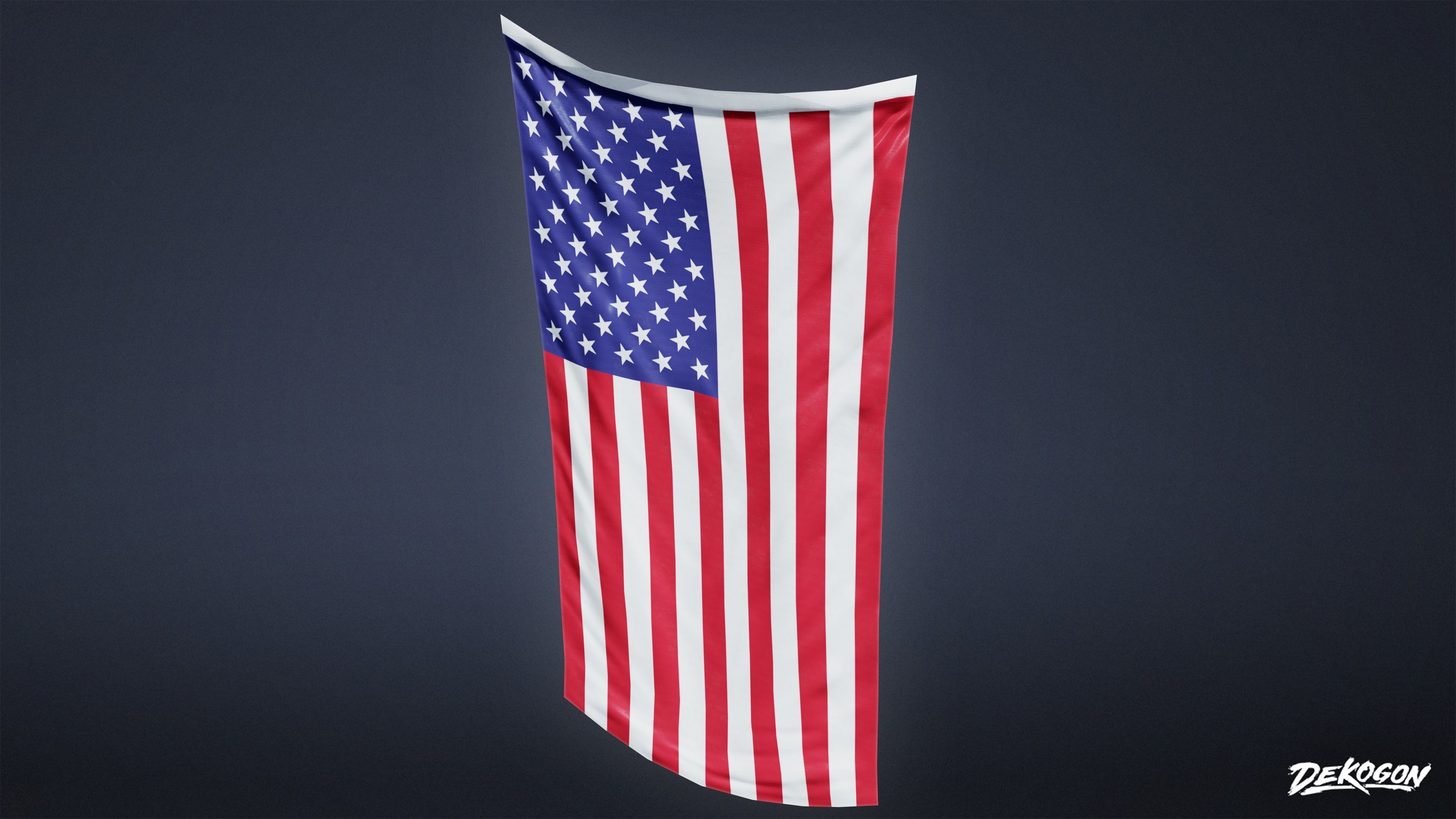 HIGH SCHOOL GYM - Large Flag 01 - LOW POLY Low-poly 3D model_5