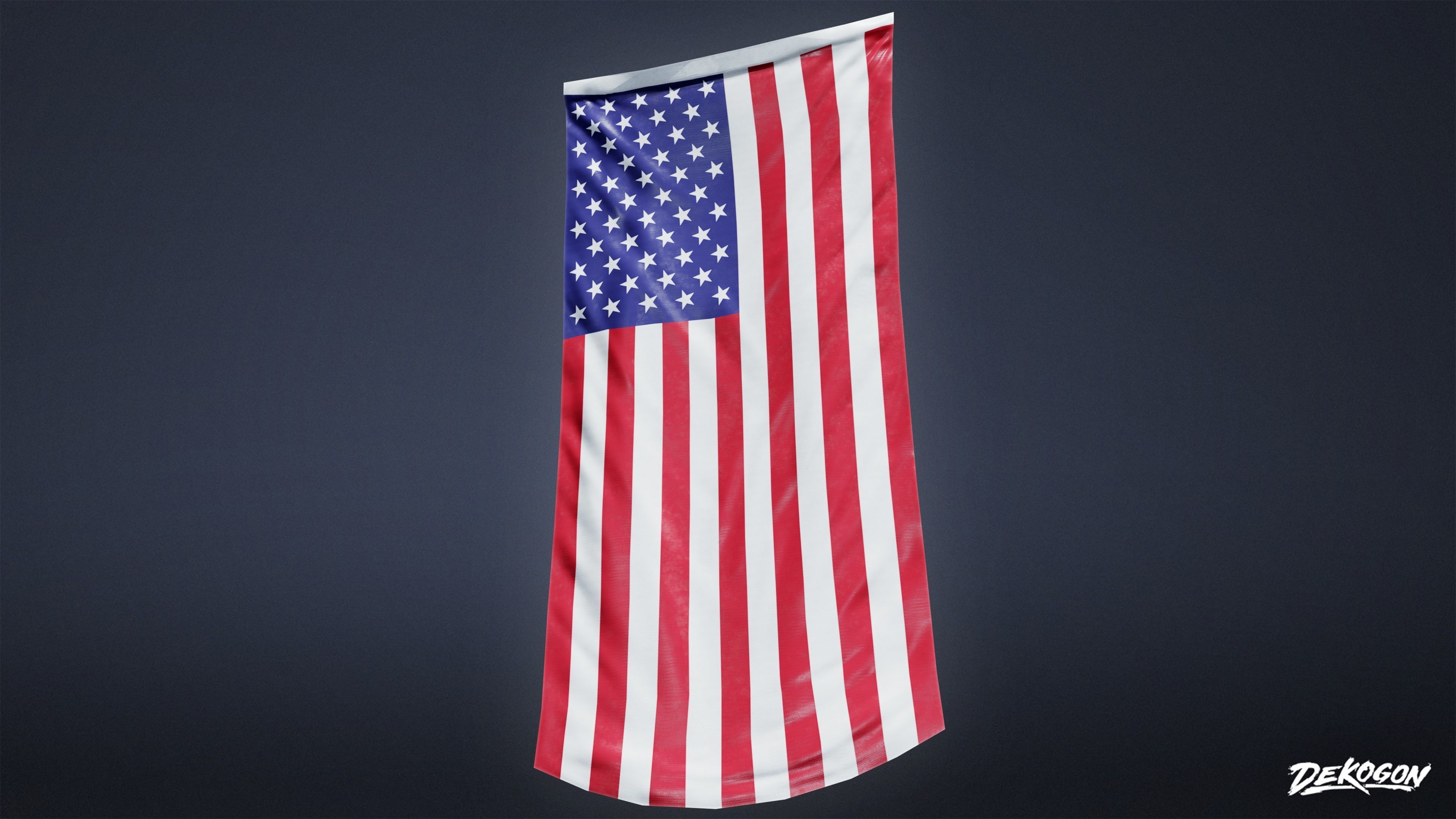 HIGH SCHOOL GYM - Large Flag 01 - LOW POLY Low-poly 3D model_1