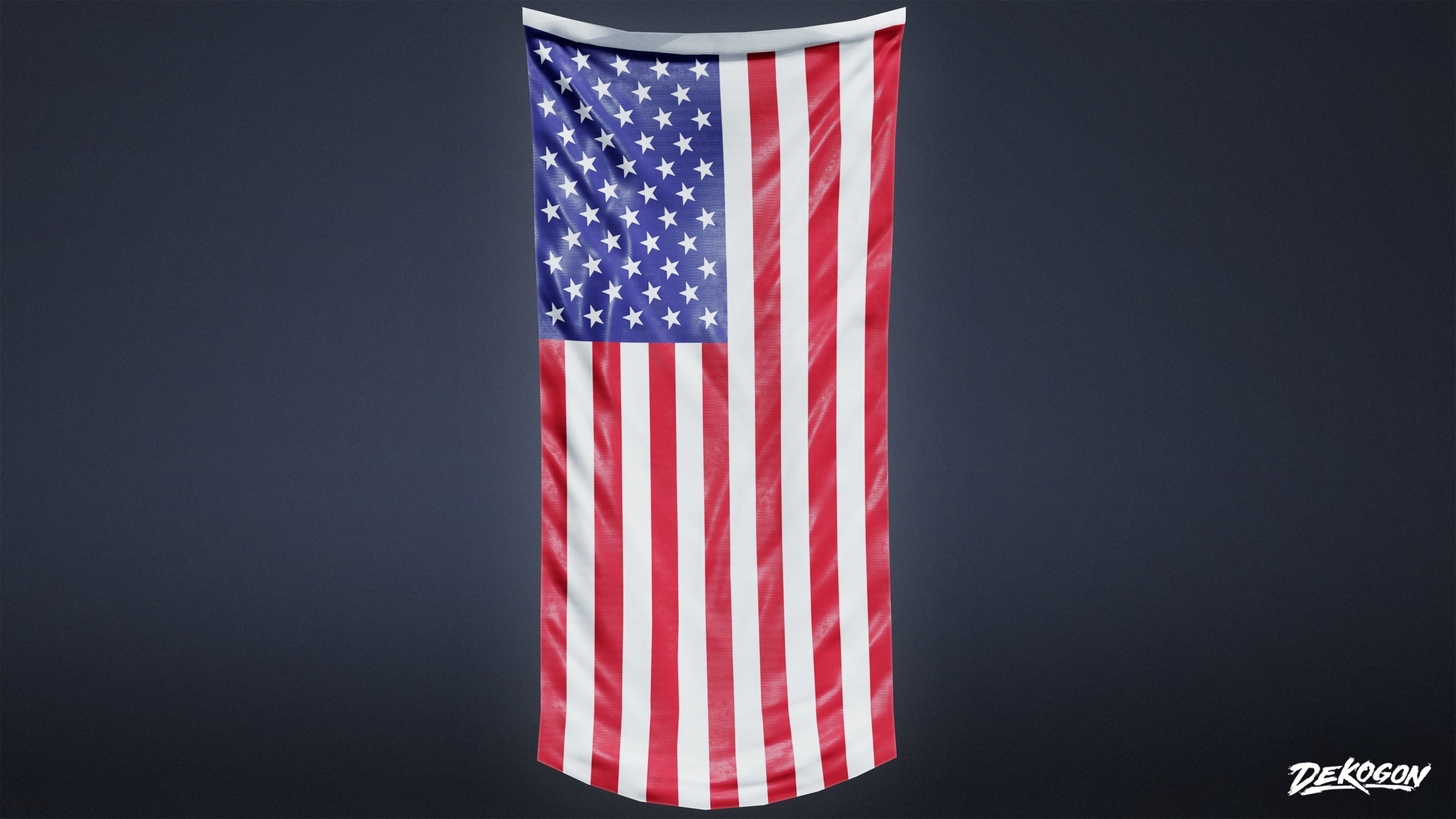 HIGH SCHOOL GYM - Large Flag 01 - LOW POLY Low-poly 3D model_3