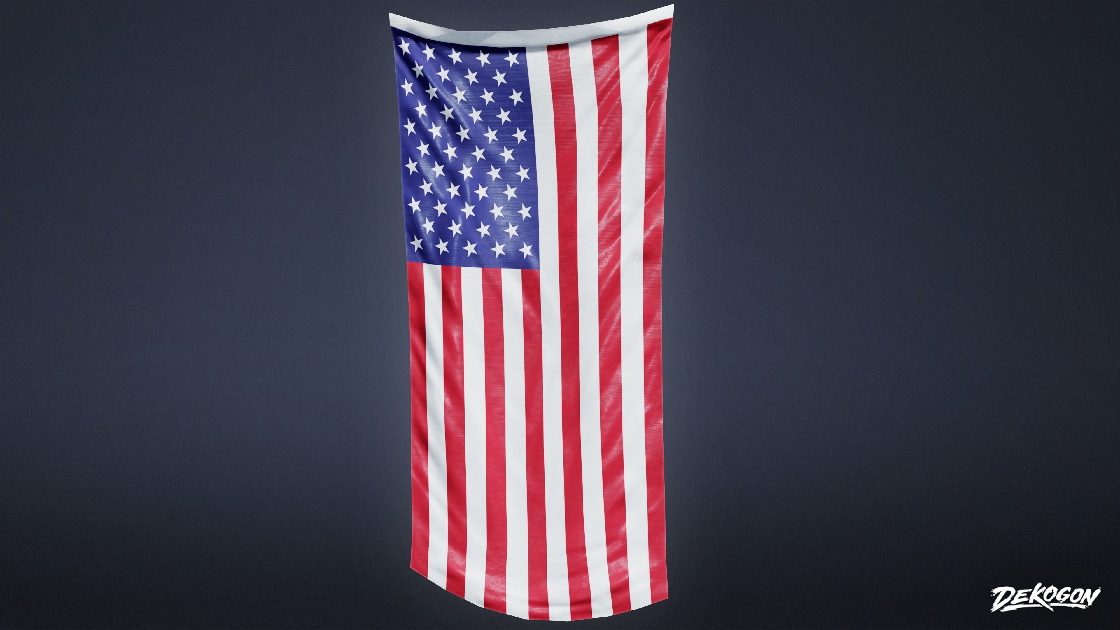 HIGH SCHOOL GYM - Large Flag 01 - LOW POLY Low-poly 3D model_4