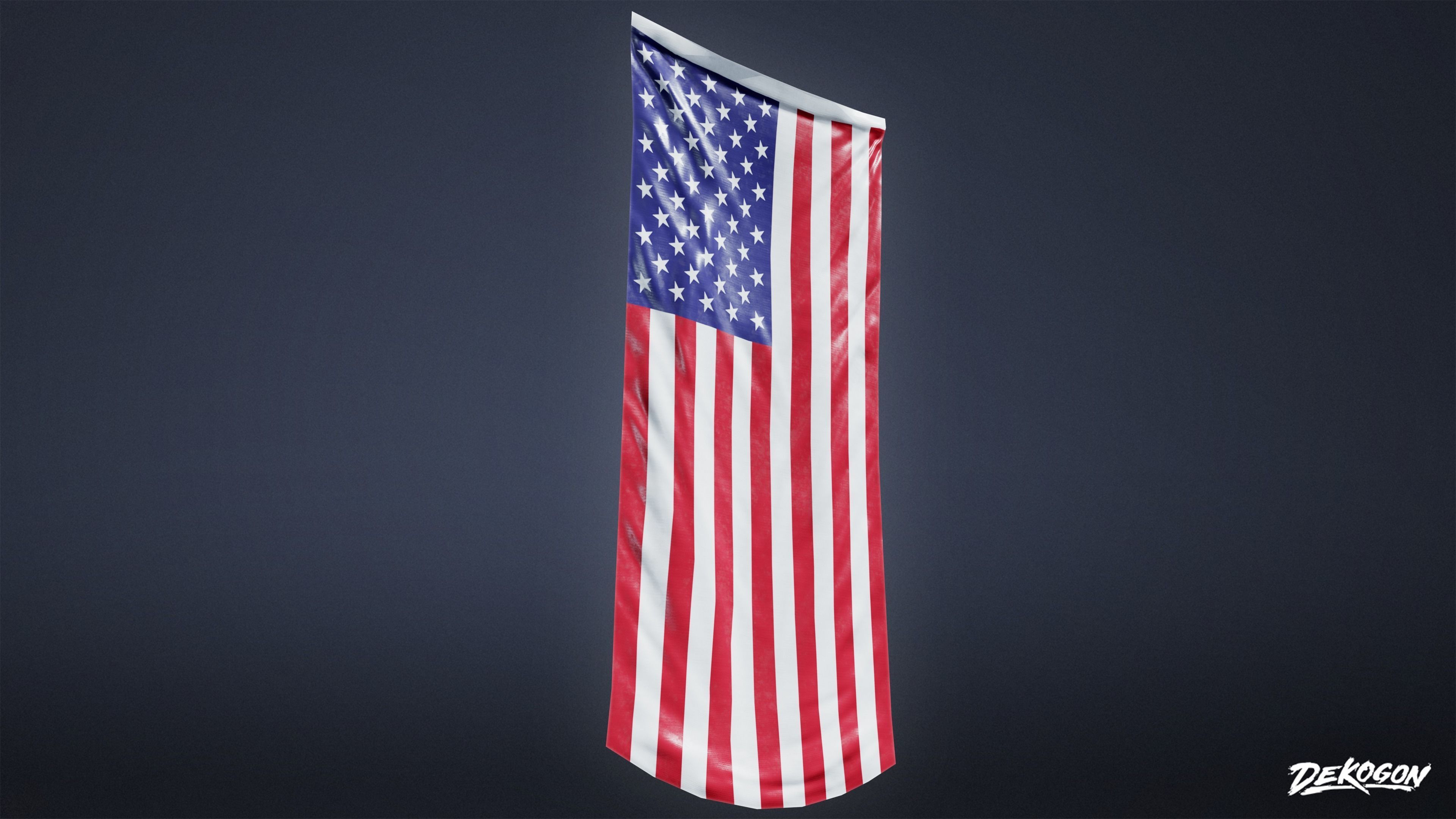 HIGH SCHOOL GYM - Large Flag 01 - LOW POLY Low-poly 3D model_2