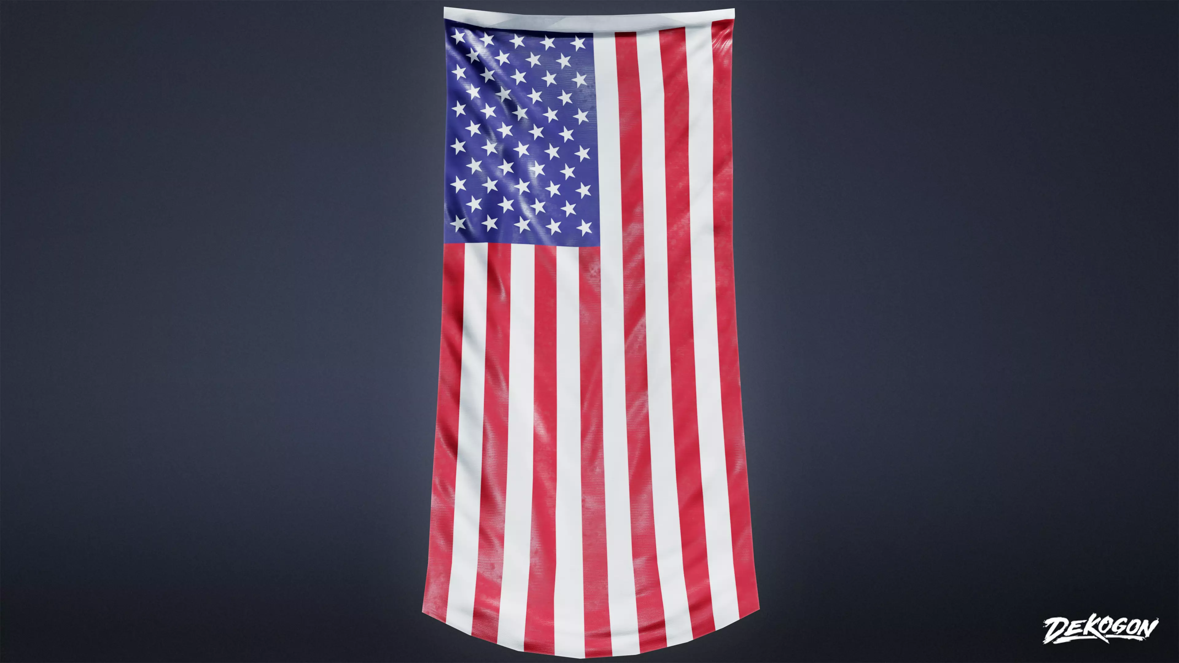 HIGH SCHOOL GYM - Large Flag 01 - LOW POLY Low-poly 3D model_0