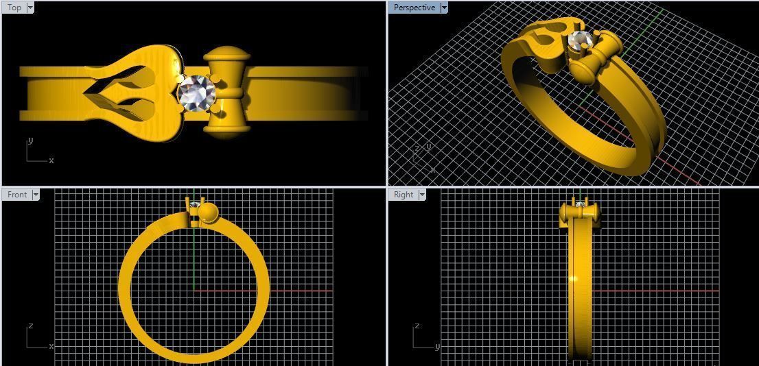 trishul ring 3dm file 3D print model_1