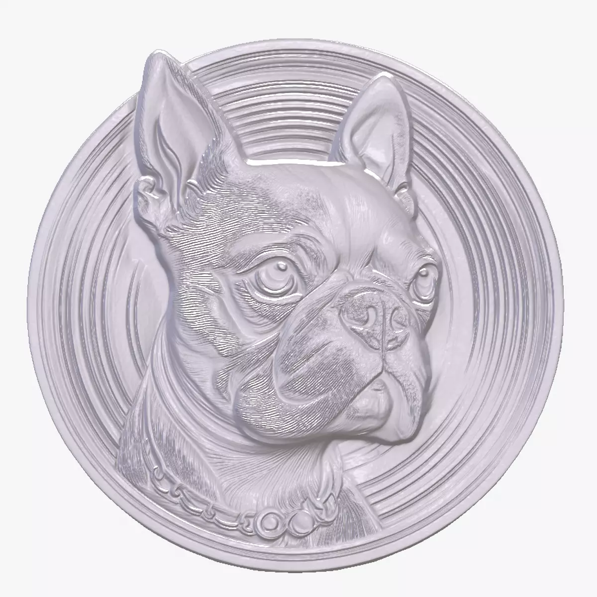 Boston Terrier 2 basrelief for 3D printing 3D print model_0