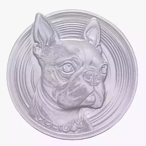 Boston Terrier 2 basrelief for 3D printing