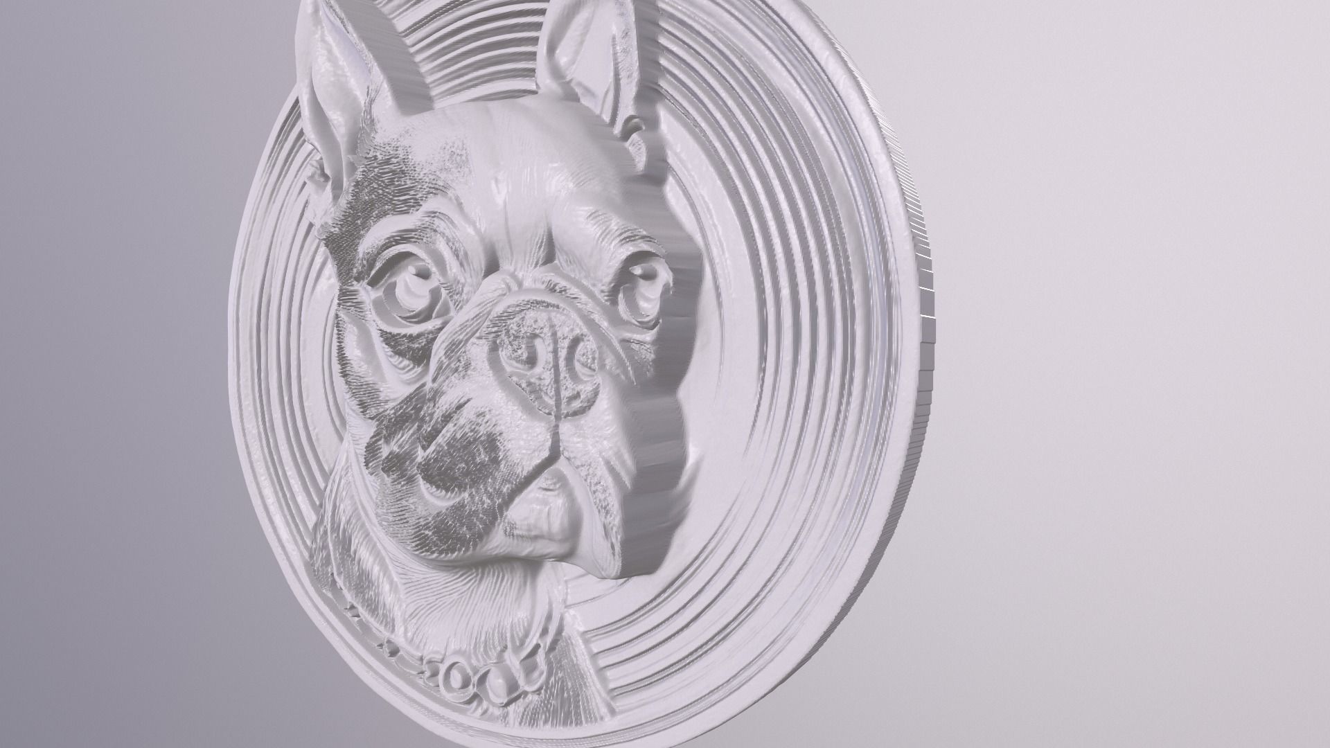 Boston Terrier 2 basrelief for 3D printing 3D print model_3