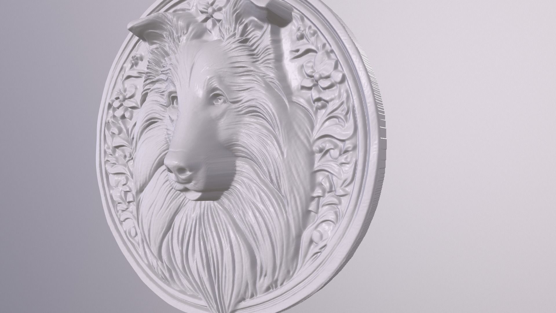 Collie 3 basrelief for 3D printing 3D print model_3